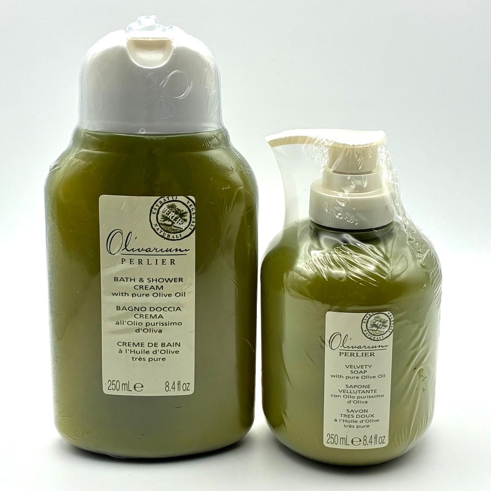 Olivarium Perlier Bath Shower Cream and Velvety Soap 2 pc Set New Sealed